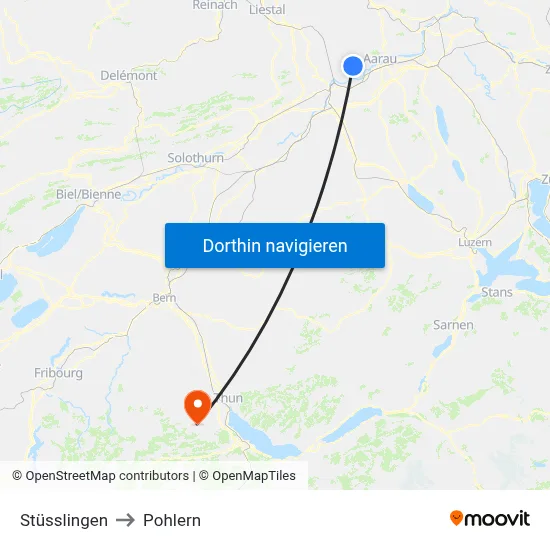 Stüsslingen to Pohlern map