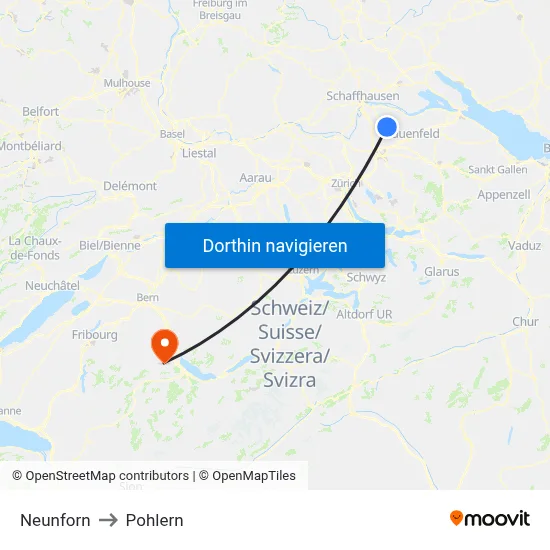 Neunforn to Pohlern map