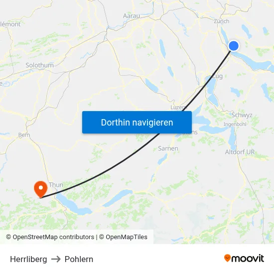 Herrliberg to Pohlern map