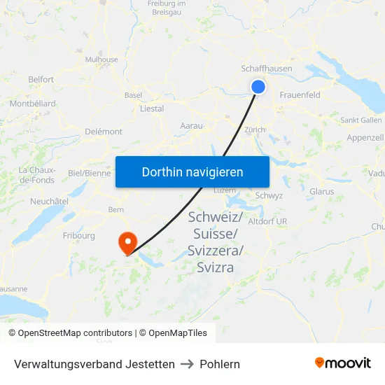 Verwaltungsverband Jestetten to Pohlern map