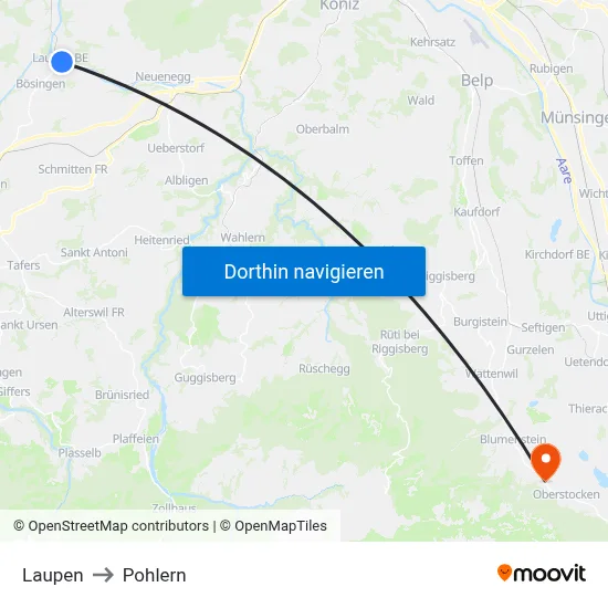 Laupen to Pohlern map
