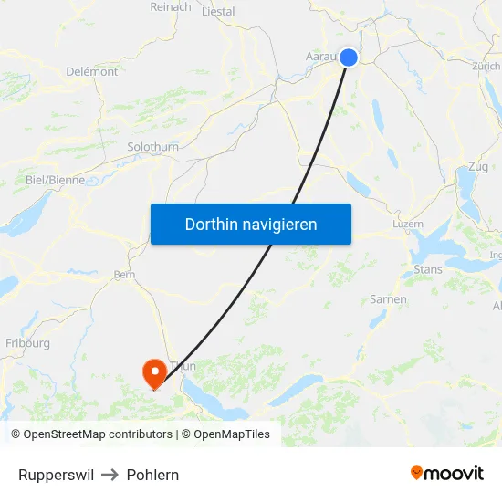 Rupperswil to Pohlern map