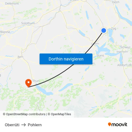 Oberrüti to Pohlern map