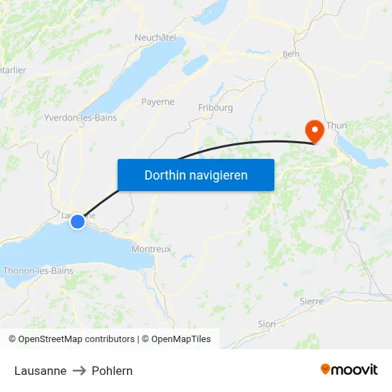 Lausanne to Pohlern map