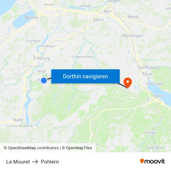 Le Mouret to Pohlern map