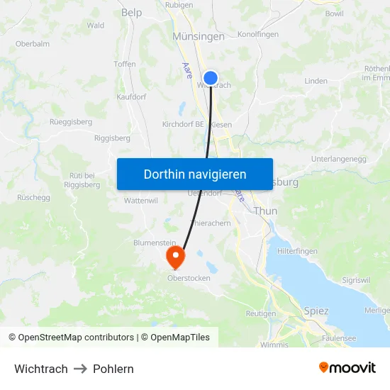 Wichtrach to Pohlern map