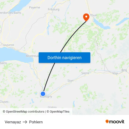 Vernayaz to Pohlern map