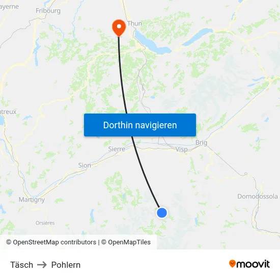 Täsch to Pohlern map