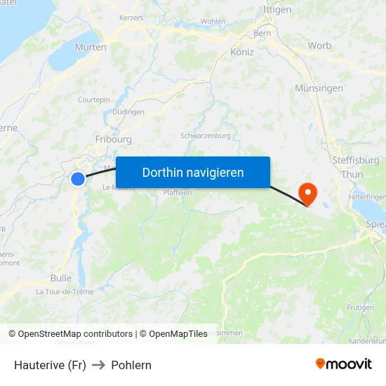 Hauterive (Fr) to Pohlern map
