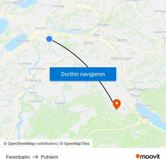 Ferenbalm to Pohlern map