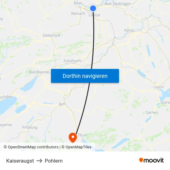 Kaiseraugst to Pohlern map