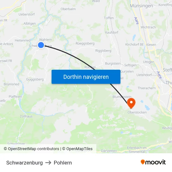 Schwarzenburg to Pohlern map