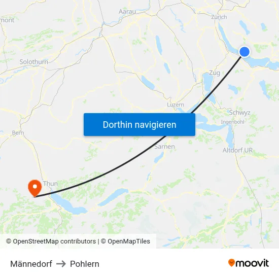 Männedorf to Pohlern map