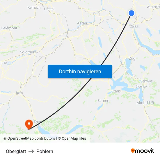 Oberglatt to Pohlern map