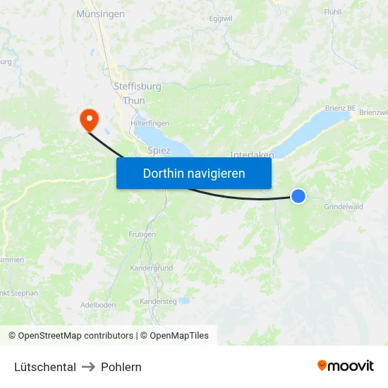 Lütschental to Pohlern map