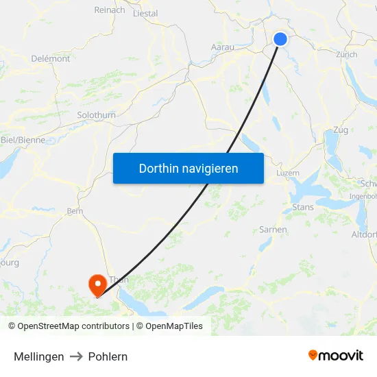 Mellingen to Pohlern map