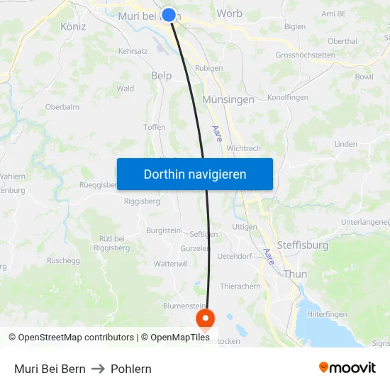 Muri Bei Bern to Pohlern map