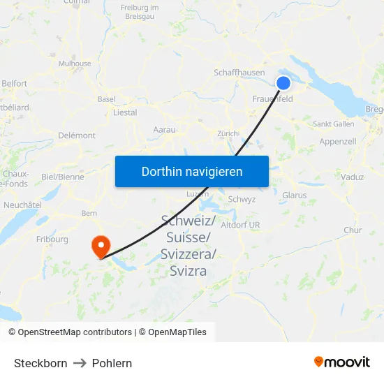 Steckborn to Pohlern map