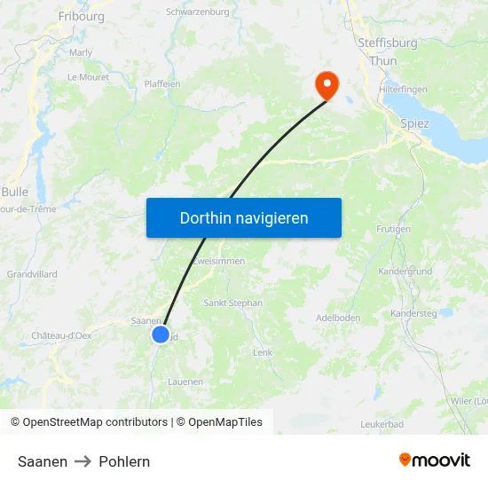 Saanen to Pohlern map
