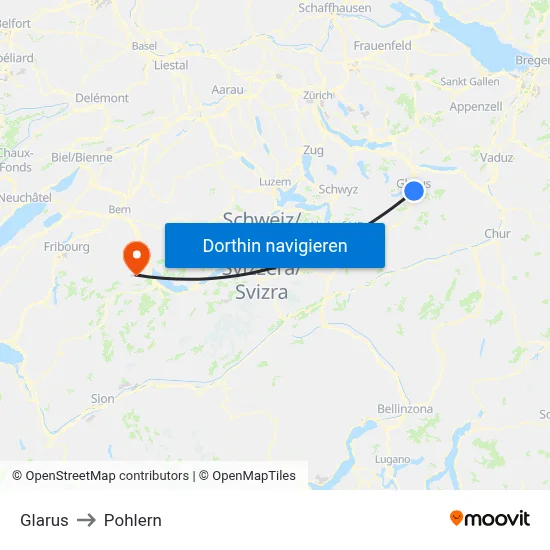 Glarus to Pohlern map