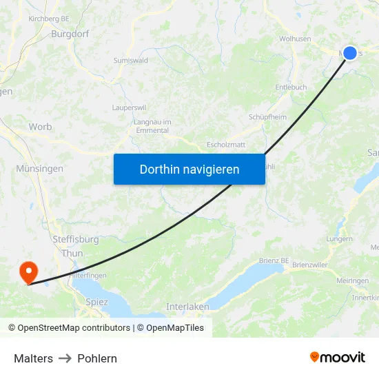 Malters to Pohlern map