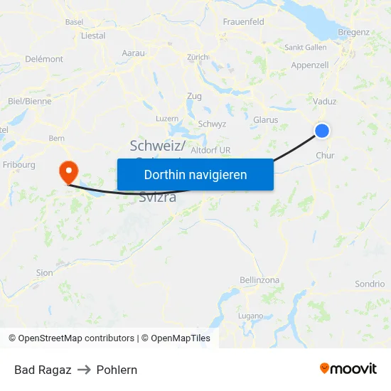 Bad Ragaz to Pohlern map