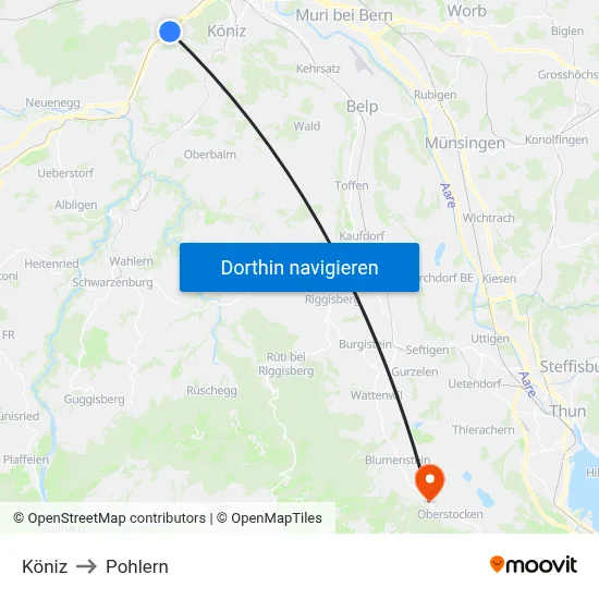 Köniz to Pohlern map