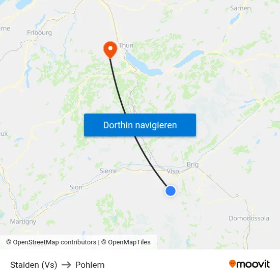 Stalden (Vs) to Pohlern map