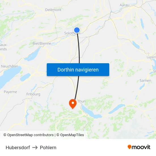 Hubersdorf to Pohlern map