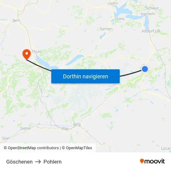 Göschenen to Pohlern map