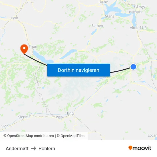 Andermatt to Pohlern map