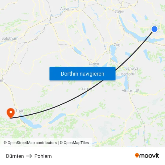 Dürnten to Pohlern map