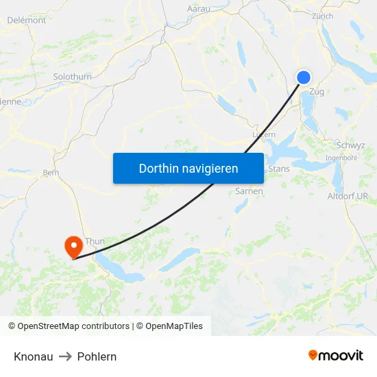 Knonau to Pohlern map