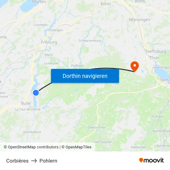 Corbières to Pohlern map