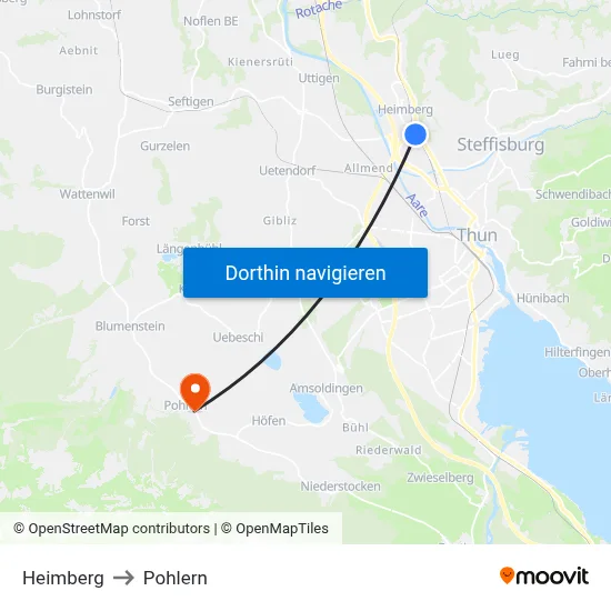 Heimberg to Pohlern map