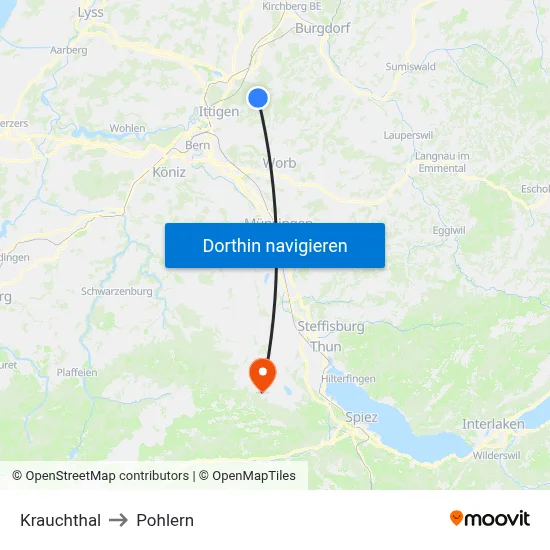Krauchthal to Pohlern map