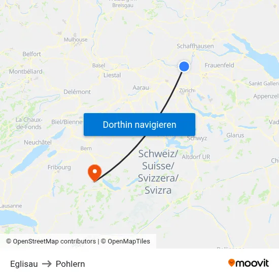 Eglisau to Pohlern map