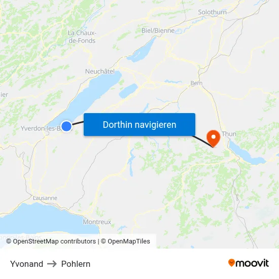 Yvonand to Pohlern map
