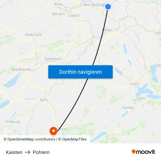 Kaisten to Pohlern map