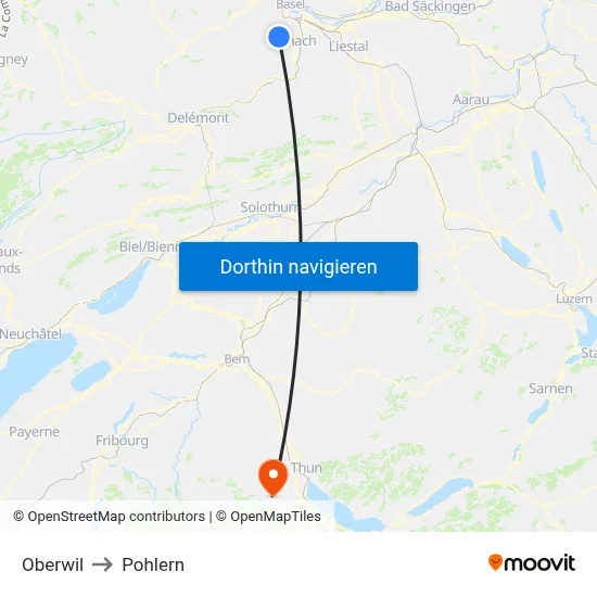 Oberwil to Pohlern map