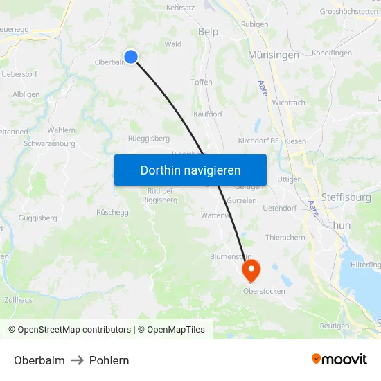 Oberbalm to Pohlern map