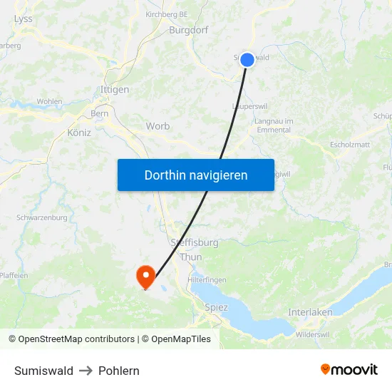Sumiswald to Pohlern map