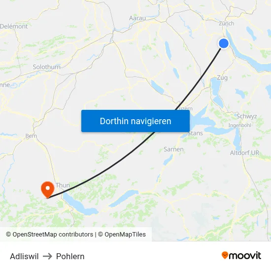 Adliswil to Pohlern map