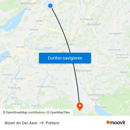 Büren An Der Aare to Pohlern map