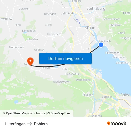 Hilterfingen to Pohlern map