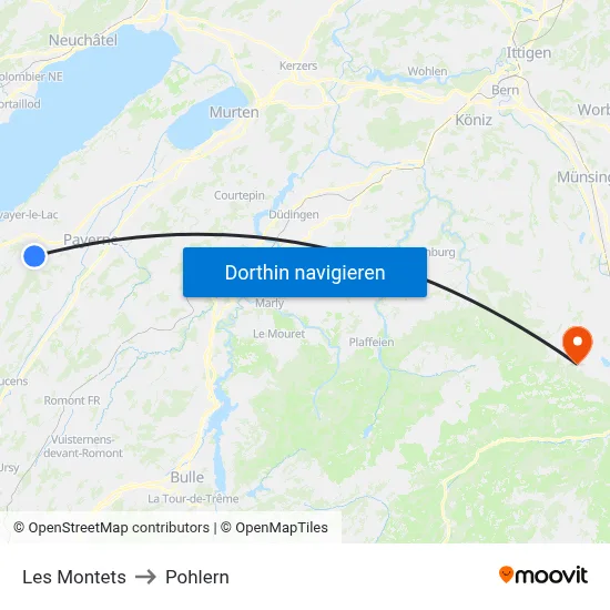 Les Montets to Pohlern map