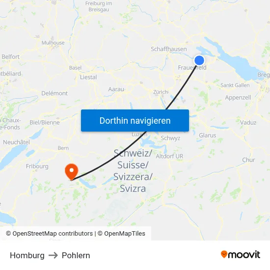 Homburg to Pohlern map