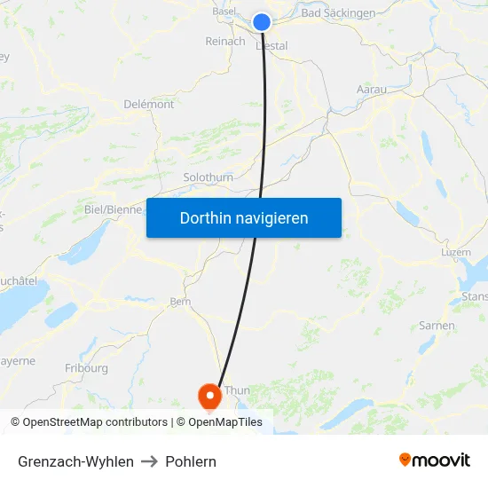 Grenzach-Wyhlen to Pohlern map