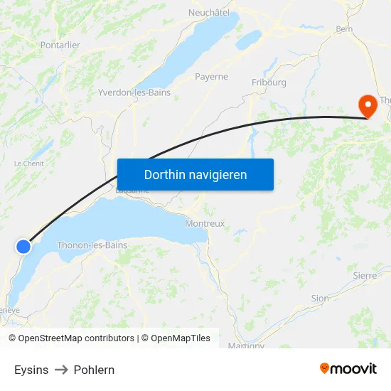Eysins to Pohlern map