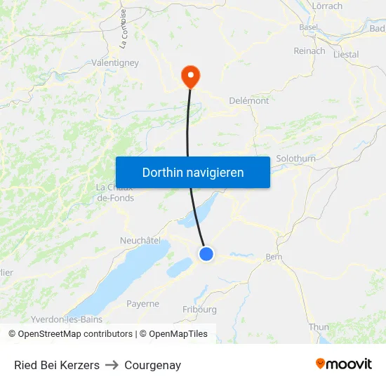 Ried Bei Kerzers to Courgenay map